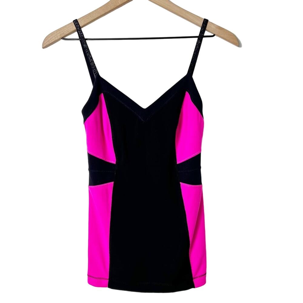 Lululemon Athletica Elongate Pink Black Women Tank Top Size 4